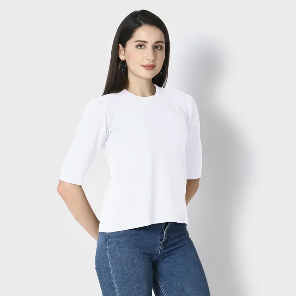 White_Polycotton_T-Shirts_For_Women