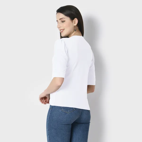 White_Polycotton_T-Shirts_For_Women