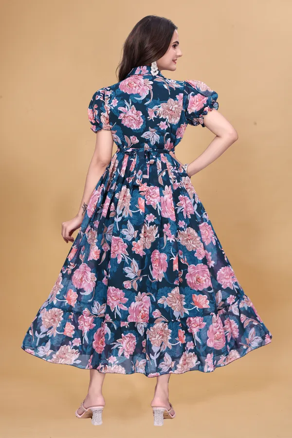 Women_Floral_Print_A-Line_Midi_Dress_|_Teal_Blue_|_Puff_Sleeves_|_Casual_Party_Wear_Dress