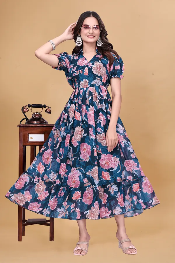 Women_Floral_Print_A-Line_Midi_Dress_|_Teal_Blue_|_Puff_Sleeves_|_Casual_Party_Wear_Dress
