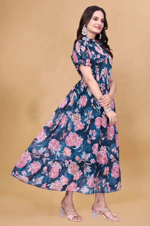 Women_Floral_Print_A-Line_Midi_Dress_|_Teal_Blue_|_Puff_Sleeves_|_Casual_Party_Wear_Dress