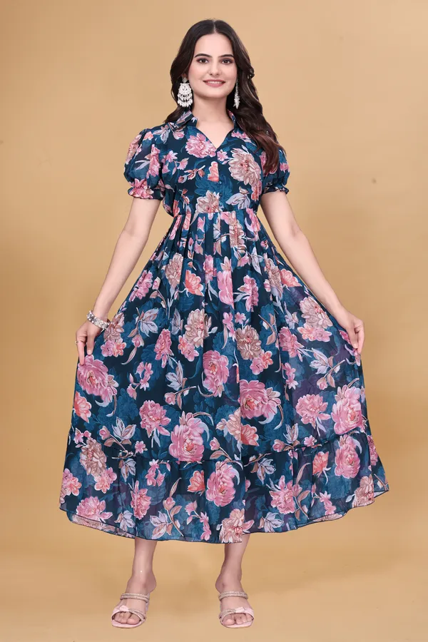 Women_Floral_Print_A-Line_Midi_Dress_|_Teal_Blue_|_Puff_Sleeves_|_Casual_Party_Wear_Dress