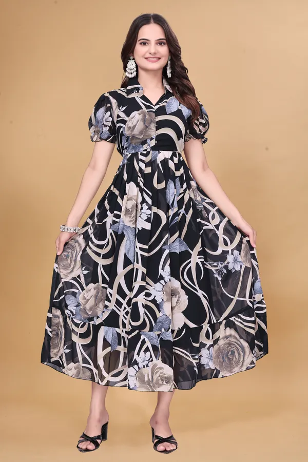 Women’s_Black_Floral_Printed_Midi_Dress_|_Puff_Sleeves_|_Fit_&_Flare_Casual_&_Party_Wear_Dress