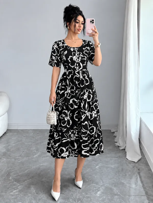 Women’s_Floral_Printed_Fit_&_Flare_Midi_Dress