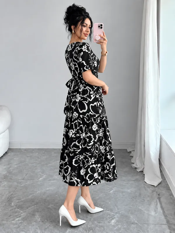 Women’s_Floral_Printed_Fit_&_Flare_Midi_Dress