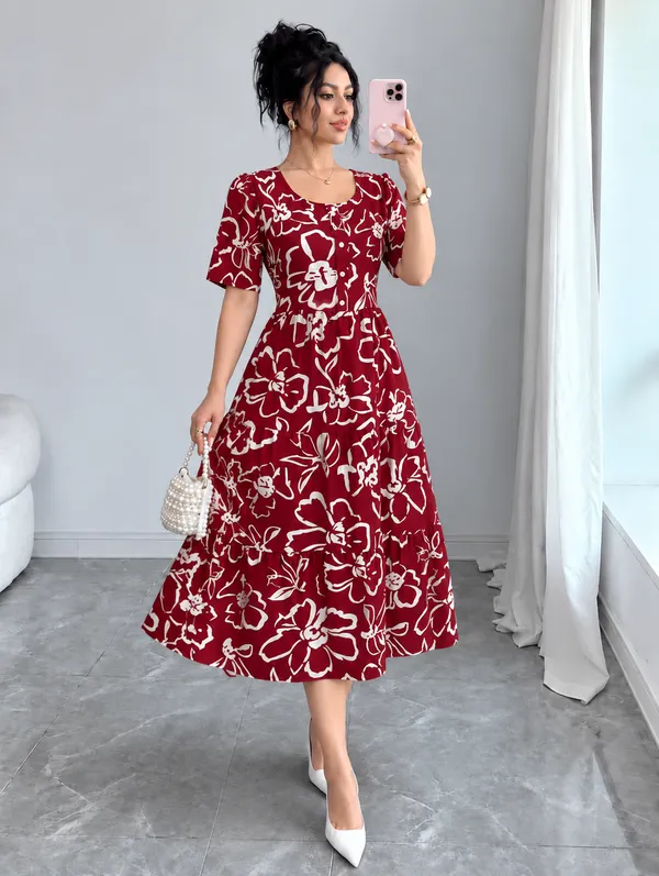 Women’s_Floral_Printed_Fit_&_Flare_Midi_Dress_rayon