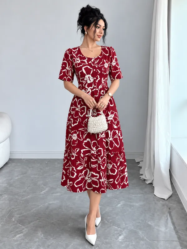Women’s_Floral_Printed_Fit_&_Flare_Midi_Dress_rayon