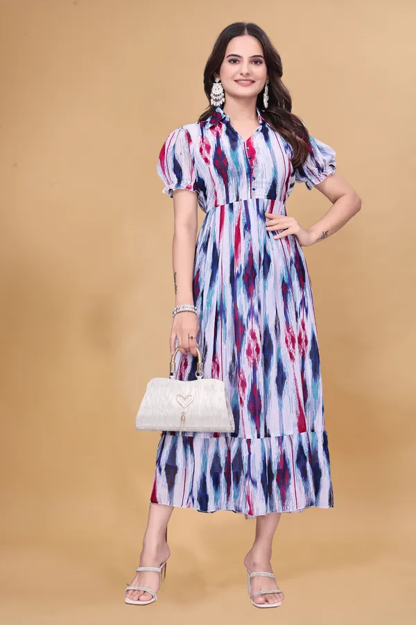 Women's_Georgette_Digital_Ikat_Print_Midi_Dress_|_Indo-Western_A-Line_One_Piece_with_Puff_Sleeves_|_Flared_Casual_and_Festive_Wear_Dress