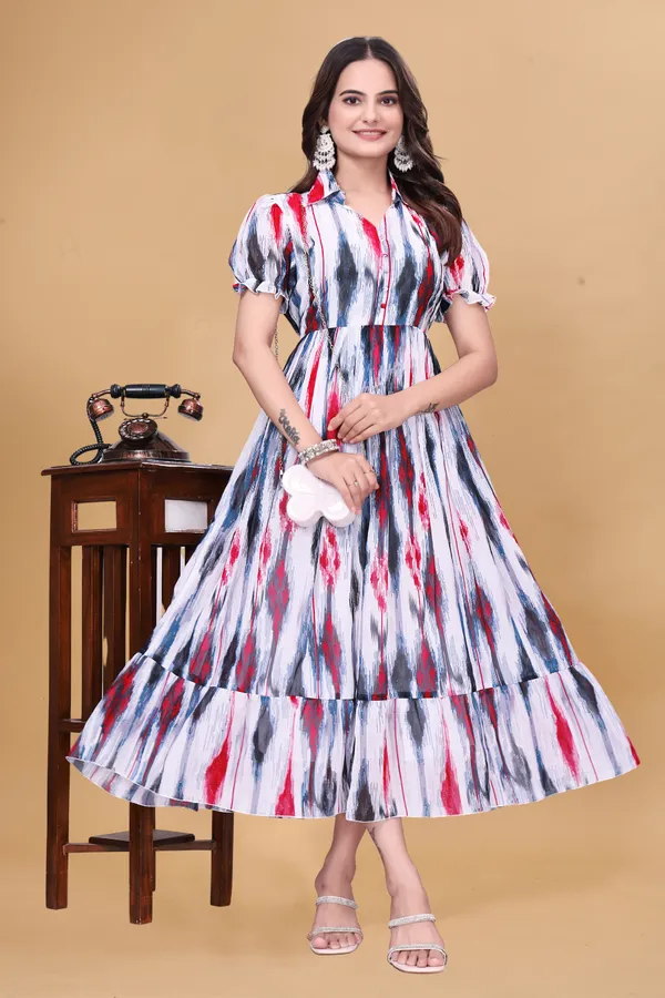 Women's_Georgette_Digital_Ikat_Print_Midi_Dress_|_Indo-Western_A-Line_One_Piece_with_Puff_Sleeves_|_Flared_Casual_and_Festive_Wear_Dress