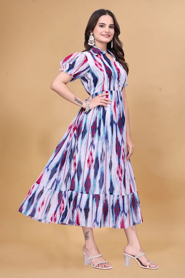Women's_Georgette_Digital_Ikat_Print_Midi_Dress_|_Indo-Western_A-Line_One_Piece_with_Puff_Sleeves_|_Flared_Casual_and_Festive_Wear_Dress