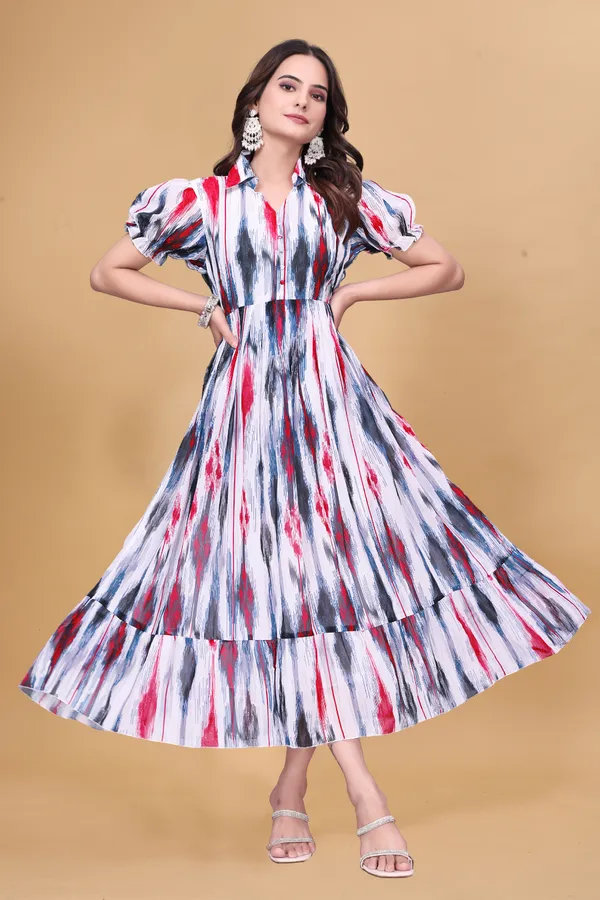Women's_Georgette_Digital_Ikat_Print_Midi_Dress_|_Indo-Western_A-Line_One_Piece_with_Puff_Sleeves_|_Flared_Casual_and_Festive_Wear_Dress