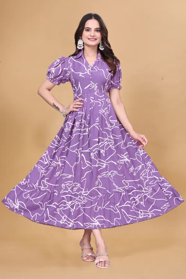 Women’s_Lavender_Abstract_Printed_Midi_Dress_|_Puff_Sleeves_|_Fit_&_Flare_Casual_&_Party_Wear_Dress