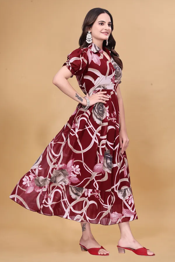 Women’s_Maroon_Floral_Printed_Midi_Dress_|_Puff_Sleeves_|_Fit_&_Flare_Casual_&_Party_Wear_Dress