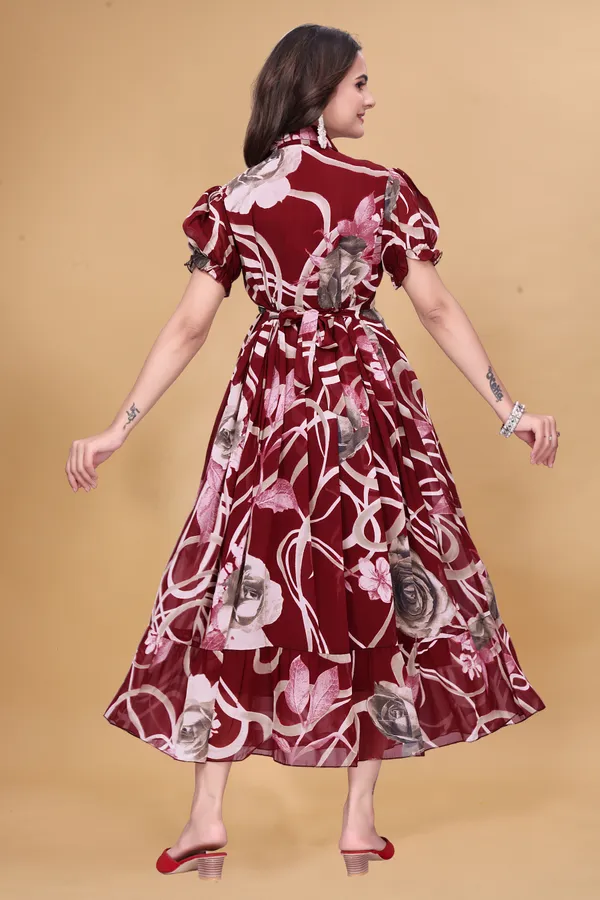 Women’s_Maroon_Floral_Printed_Midi_Dress_|_Puff_Sleeves_|_Fit_&_Flare_Casual_&_Party_Wear_Dress