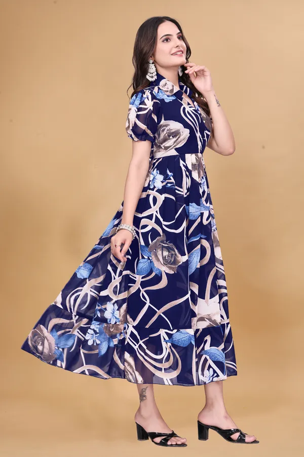 Women’s_Navy_Blue_Floral_Printed_Midi_Dress_|_Short_Puff_Sleeves_|_Fit_&_Flare_Casual_&_Party_Wear_Dress