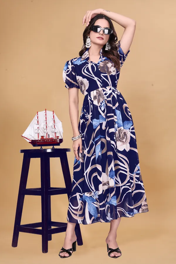 Women’s_Navy_Blue_Floral_Printed_Midi_Dress_|_Short_Puff_Sleeves_|_Fit_&_Flare_Casual_&_Party_Wear_Dress