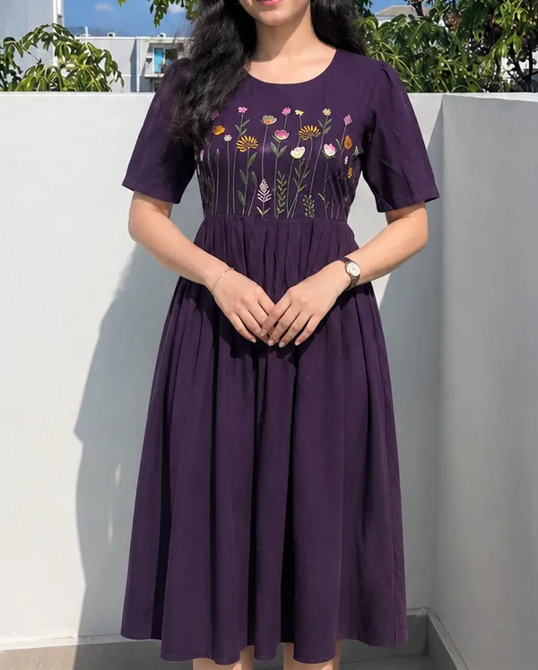 Women’s_Off_Purple_Cotton_Floral_Thread_Embroidered_Knee-Length_Dress