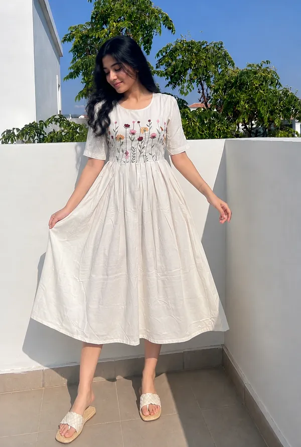 Women’s_Off_White_Cotton_Floral_Thread_Embroidered_Knee-Length_Dress