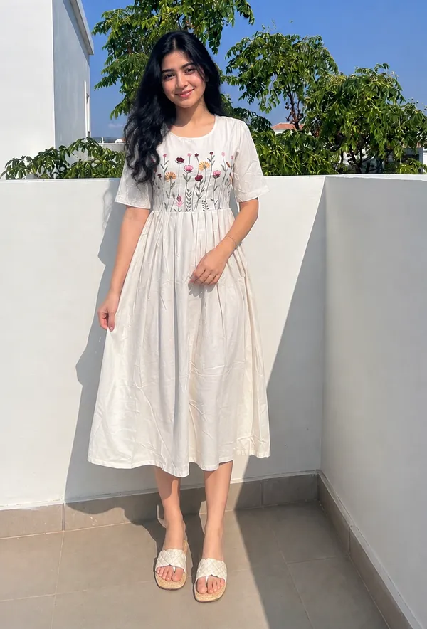 Women’s_Off_White_Cotton_Floral_Thread_Embroidered_Knee-Length_Dress