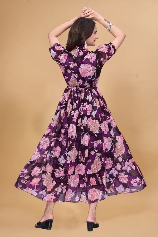 Women’s_Purple_Floral_Printed_Midi_Dress_|_Short_Puff_Sleeves_|_Fit_&_Flare_Casual_Dress_for_Women