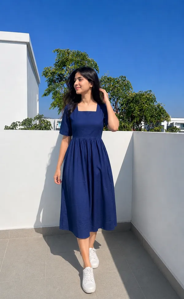 Women’s_Solid_A-Line_Square_Neck_Flared_Dress