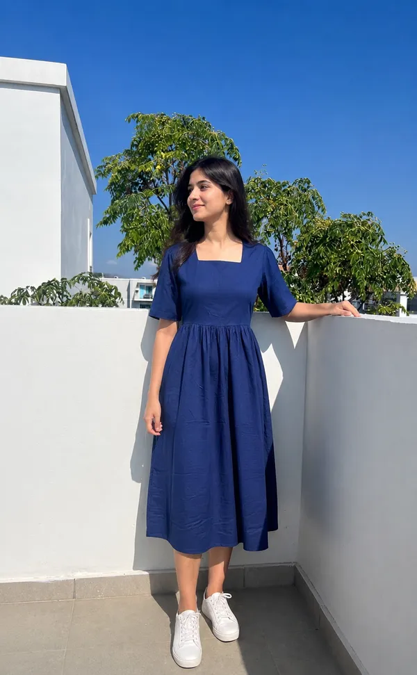 Women’s_Solid_A-Line_Square_Neck_Flared_Dress