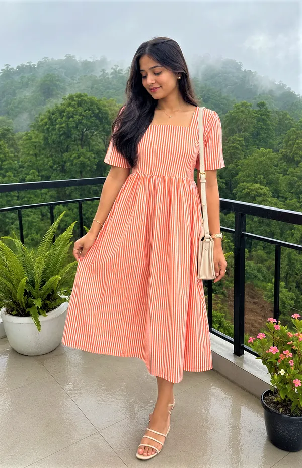 Women’s_Striped_Square_Neck_Fit_&_Flare_Midi_Dress