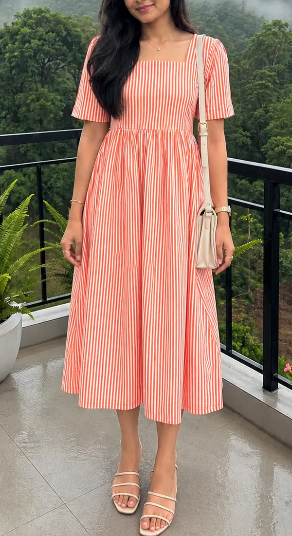 Women’s_Striped_Square_Neck_Fit_&_Flare_Midi_Dress