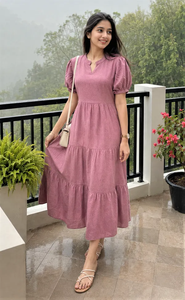 Women’s_Striped_Tiered_A-Line_Midi_Dress_with_Short_Puff_Sleeves