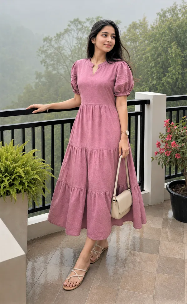 Women’s_Striped_Tiered_A-Line_Midi_Dress_with_Short_Puff_Sleeves