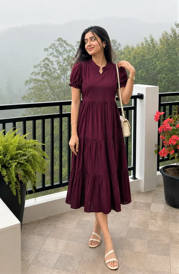 Women’s_Striped_Tiered_A-Line_Midi_Dress_with_Short_Puff_Sleeves