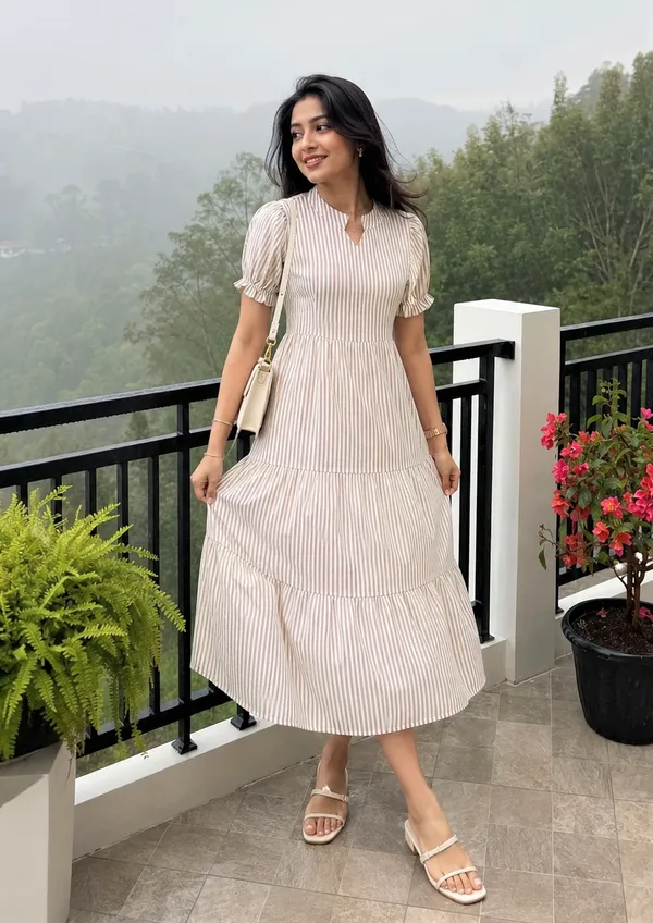 Women’s_Striped_Tiered_A-Line_Midi_Dress_with_Short_Puff_Sleeves
