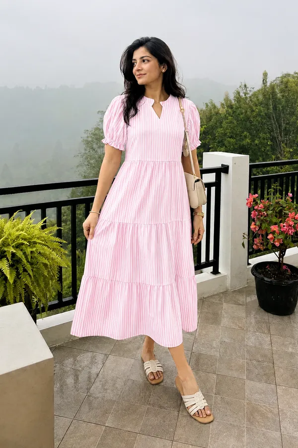 Women’s_Striped_Tiered_A-Line_Midi_Dress_with_Short_Puff_Sleeves