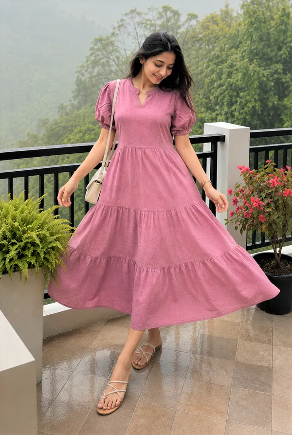 Women’s_Striped_Tiered_A-Line_Midi_Dress_with_Short_Puff_Sleeves