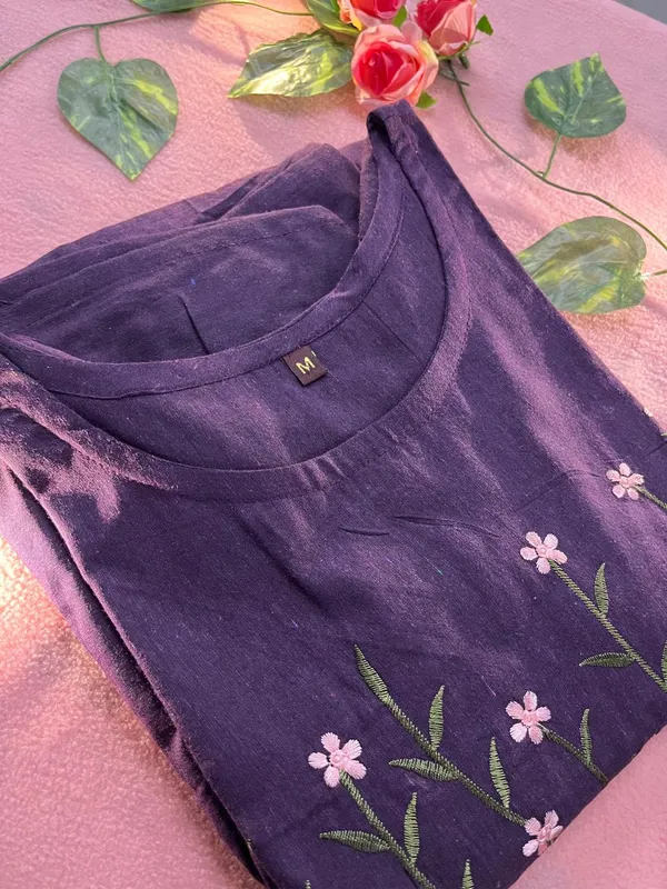 Women’s_pink__Cotton_Floral_Thread_Embroidered_Knee-Length_Dress