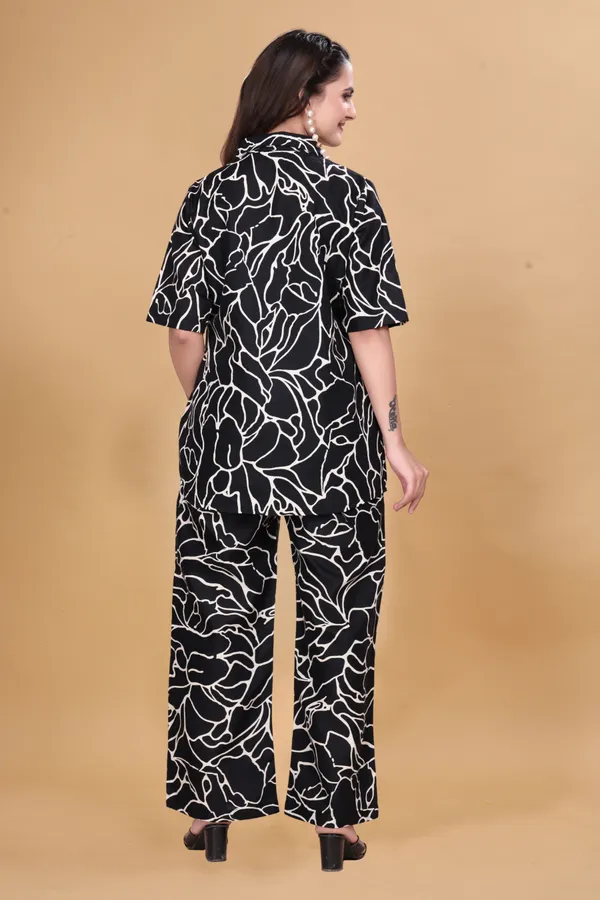 ZANIES_Women's_Black_&_White_Printed_Co-Ord_Set_|_Cotton_Blend