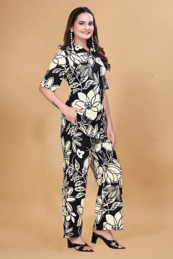 Zanies_Cotton_Blend_Black_Colour_Co-Ord_Set_For_Women