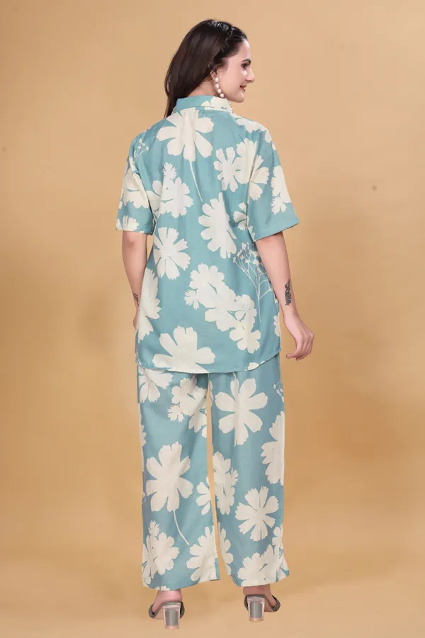 Zanies_Cotton_Blend_Blue_Colour_Co-Ord_Set_For_Women