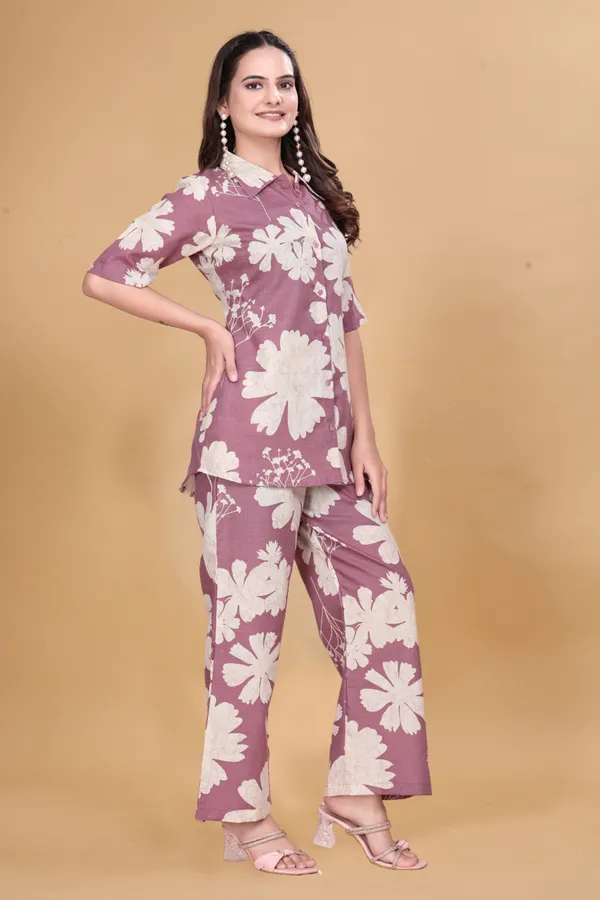 Zanies_Cotton_Blend_PurpleColour_Co-Ord_Set_For_Women