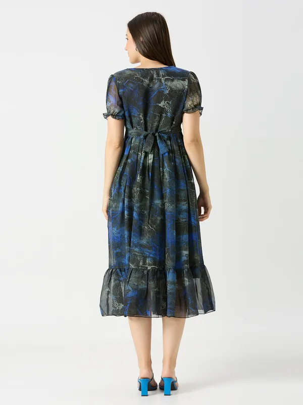Zanies_Puff_Sleeve_Georgette_Full_Length_Dress_For_Womens_and_Girls