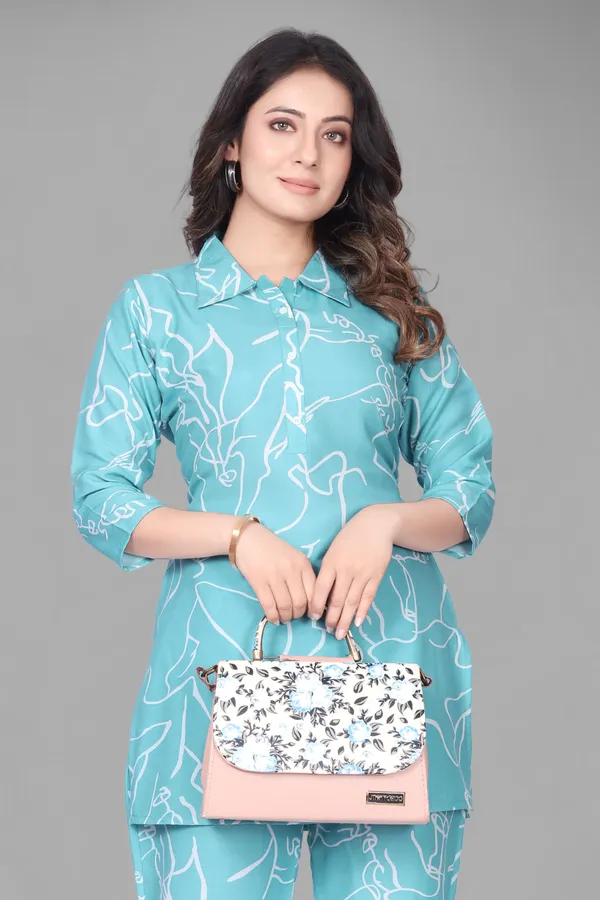Zanies_Women_Aqua_Blue_Colour_CO-ord_Set_