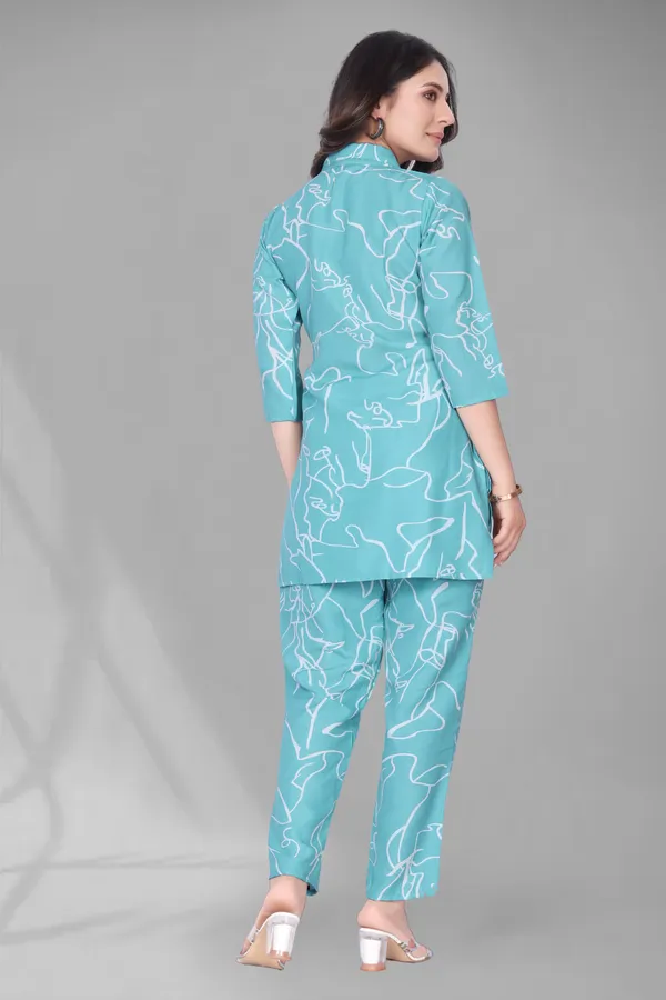 Zanies_Women_Aqua_Blue_Colour_CO-ord_Set_