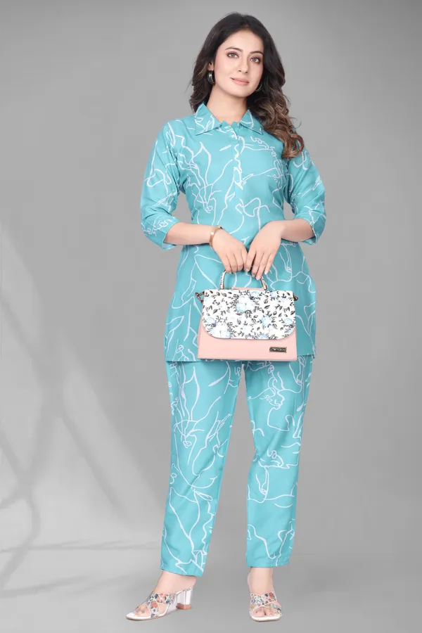 Zanies_Women_Aqua_Blue_Colour_CO-ord_Set_