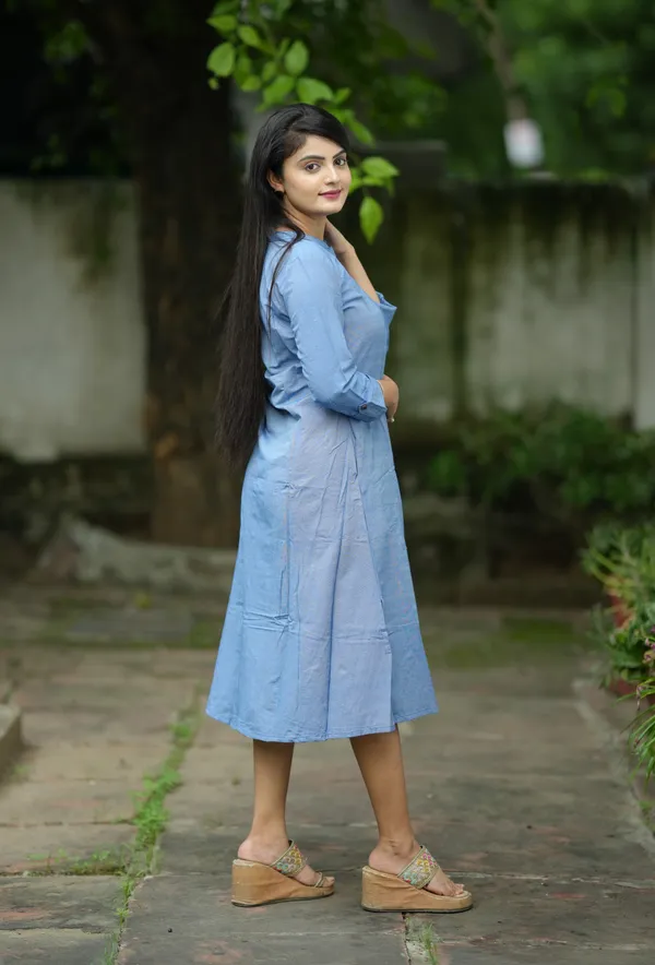 Women_Solid_Blue_Color_Cotton_Kurti