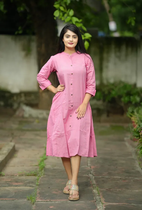 Women_Solid_Peach_Color_Cotton_Kurti