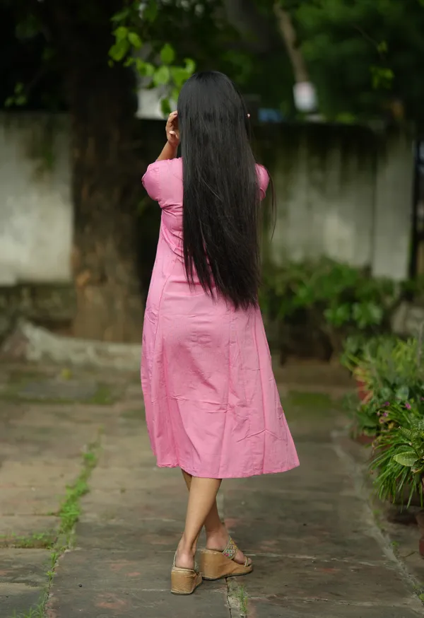 Women_Solid_Peach_Color_Cotton_Kurti