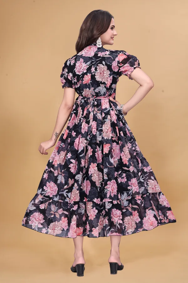 Women_Floral_Print_A-Line_Midi_Dress_|_Short_Puff_Sleeves_|_Casual_Party_Wear_Dress
