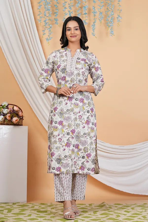 White_Purple_Straight_Suit_For_Women