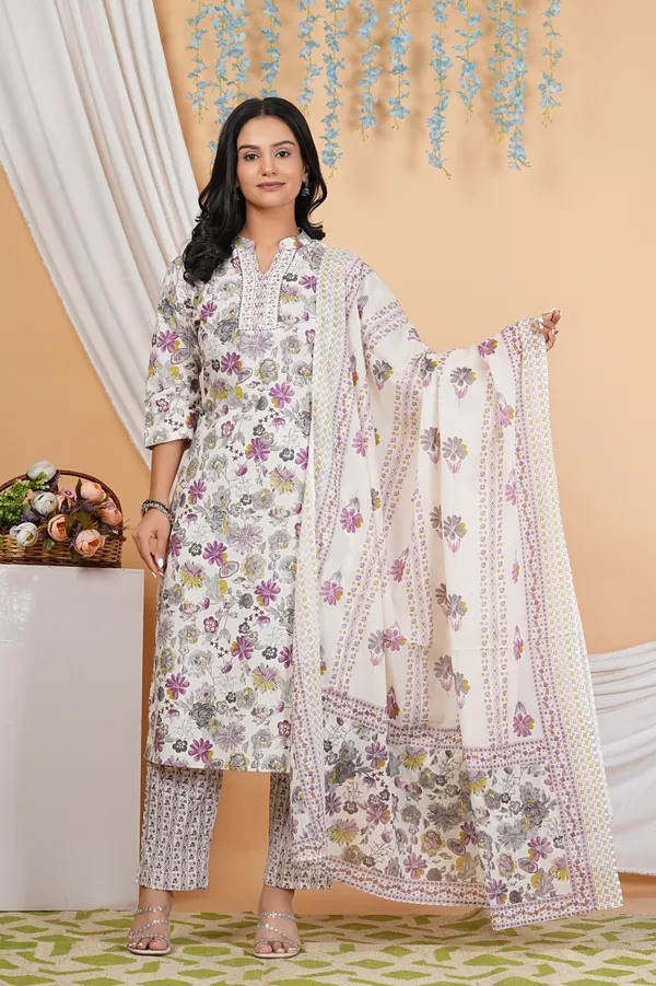 White_Purple_Straight_Suit_For_Women