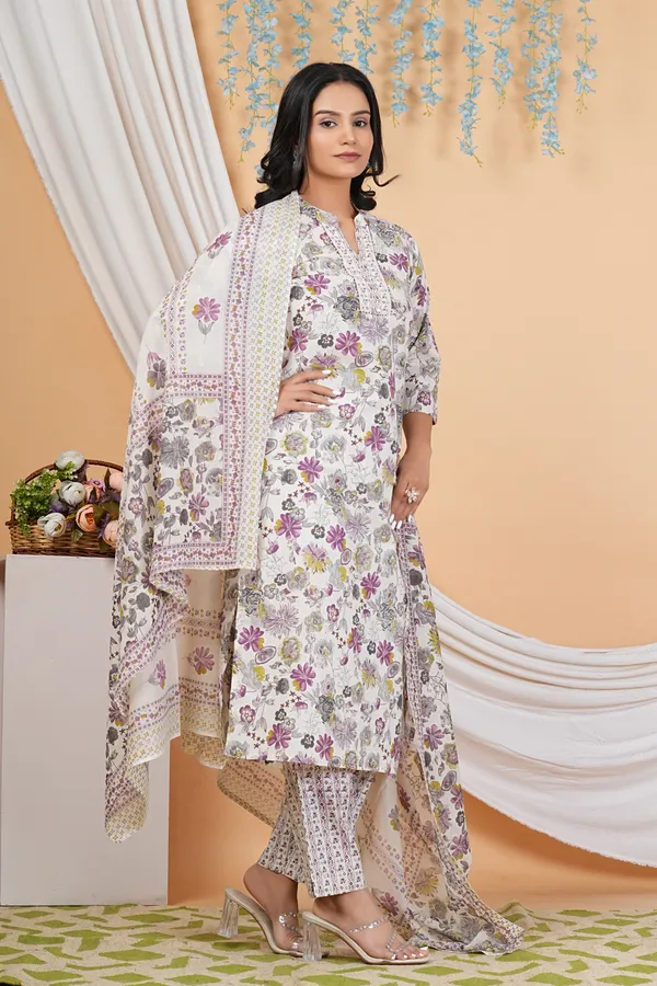 White_Purple_Straight_Suit_For_Women